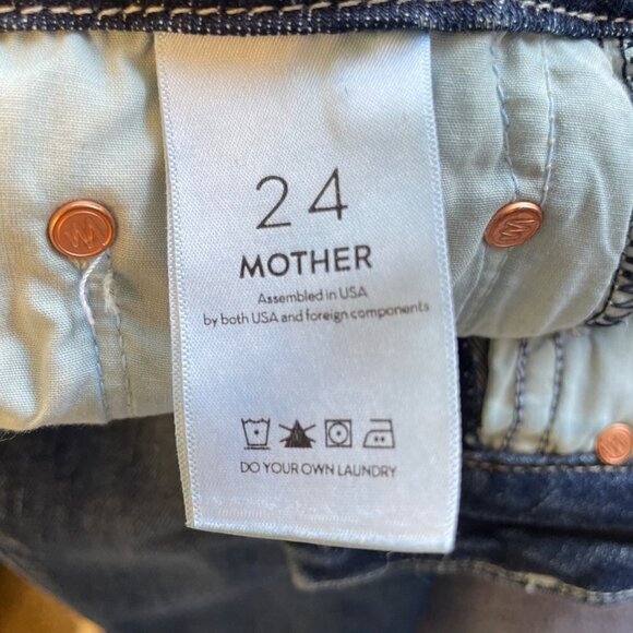 Mother The Looker Crop Skinny Jeans Blue Denim On The Edge Size 24 - Picture 7 of 10